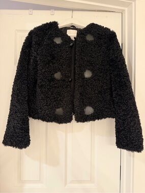 H&M Black Teddy Jacket with Toggle Details